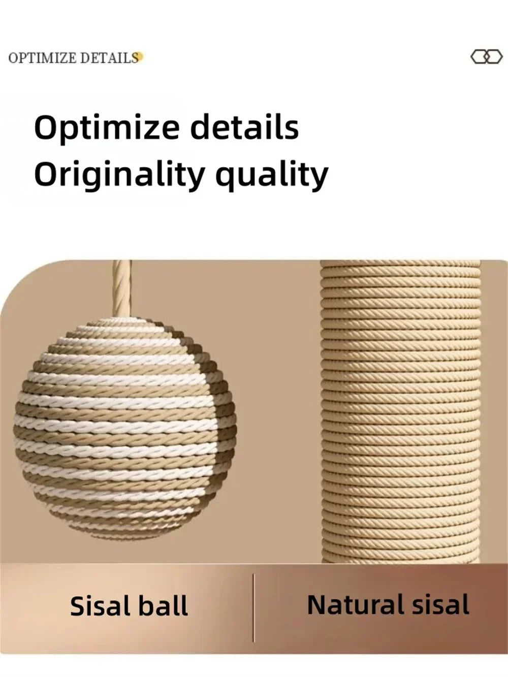 Solid Wood Cat Tree Tower with Turnable Stick Balls, Sisal Scratching Board 3 in 1